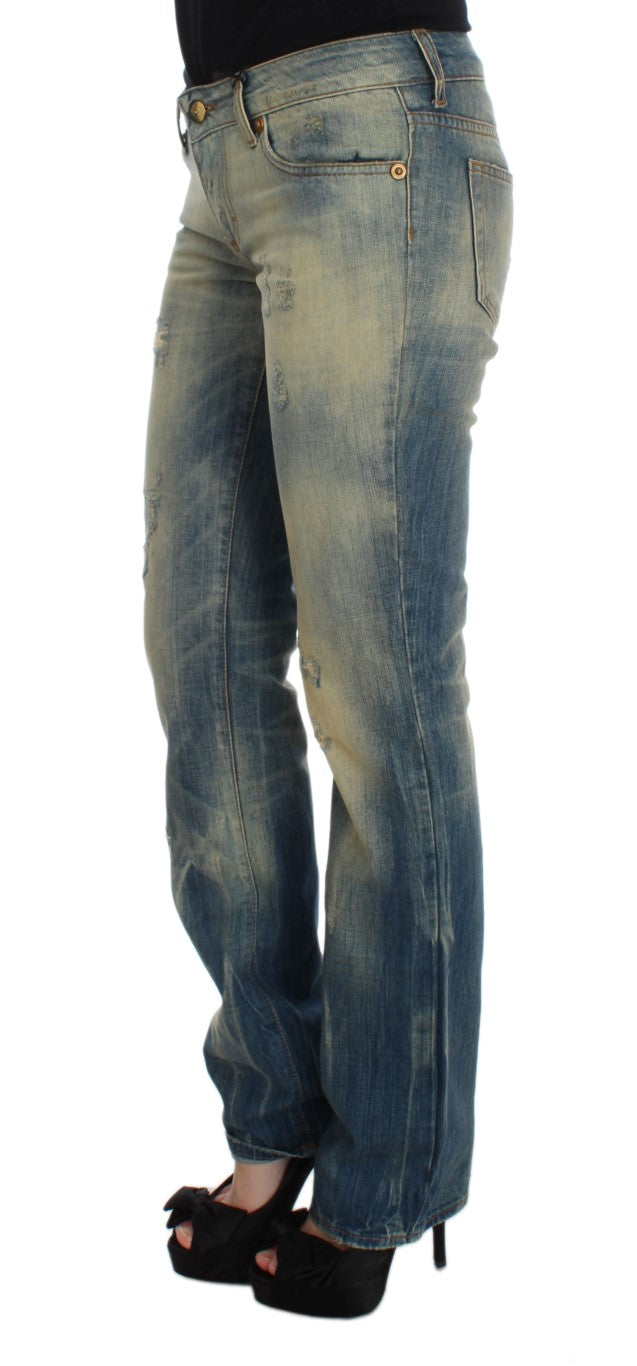 Cavalli Blue Wash Cotton Slim Fit Bootcut-jeans