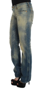 Cavalli Blue Wash Cotton Slim Fit Bootcut-jeans