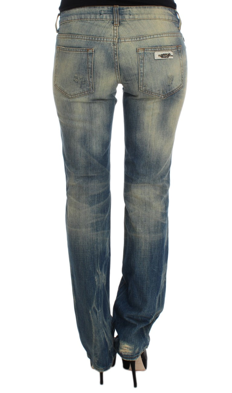 Cavalli Blue Wash Cotton Slim Fit Bootcut-jeans