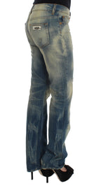Cavalli Blue Wash Cotton Slim Fit Bootcut-jeans