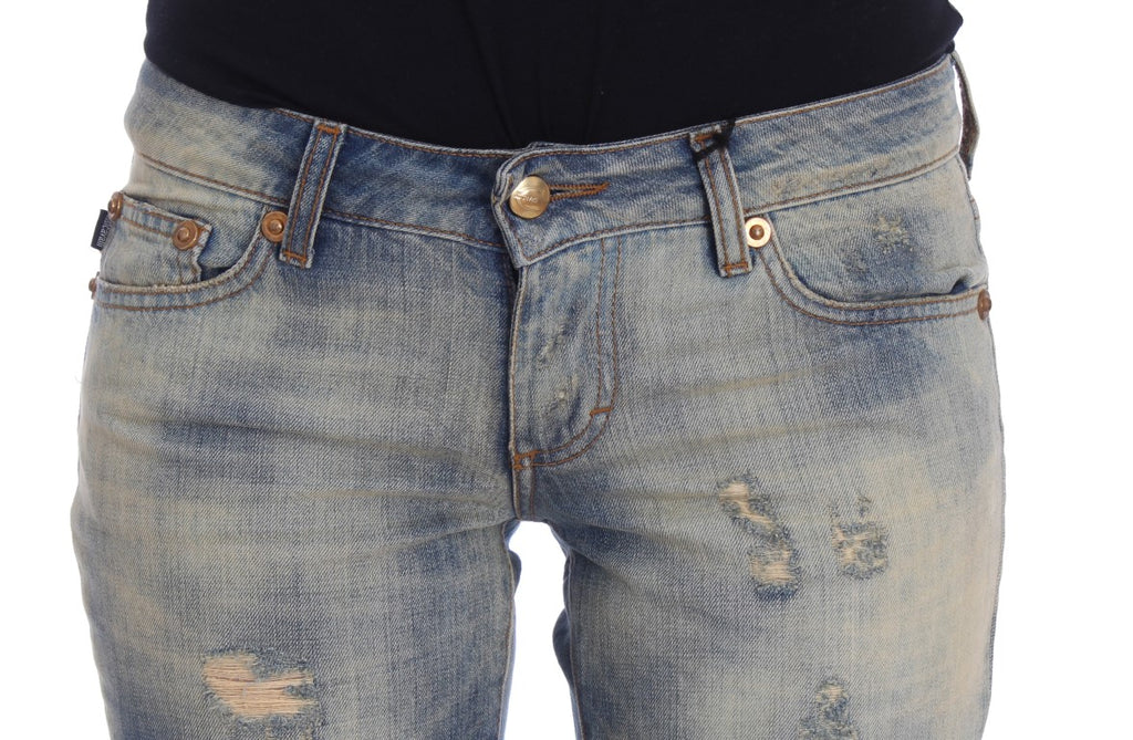 Cavalli Blue Wash Cotton Slim Fit Bootcut-jeans