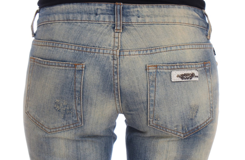 Cavalli Blue Wash Cotton Slim Fit Bootcut-jeans