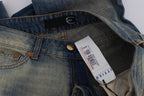 Cavalli Blue Wash Cotton Slim Fit Bootcut-jeans