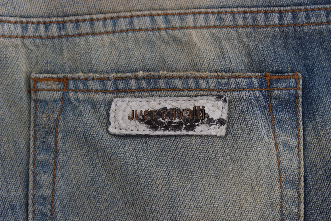 Cavalli Blue Wash Cotton Slim Fit Bootcut-jeans