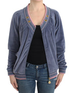 Cavalli Blue velvet zipup sweater