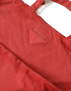 Prada rød handleveske med logo i jerseystoff