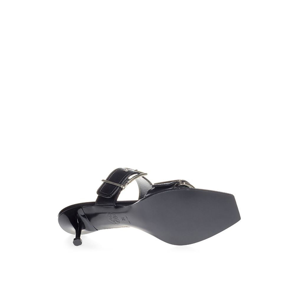 Alexander McQueen Svarte Hælsandaler i Skinn