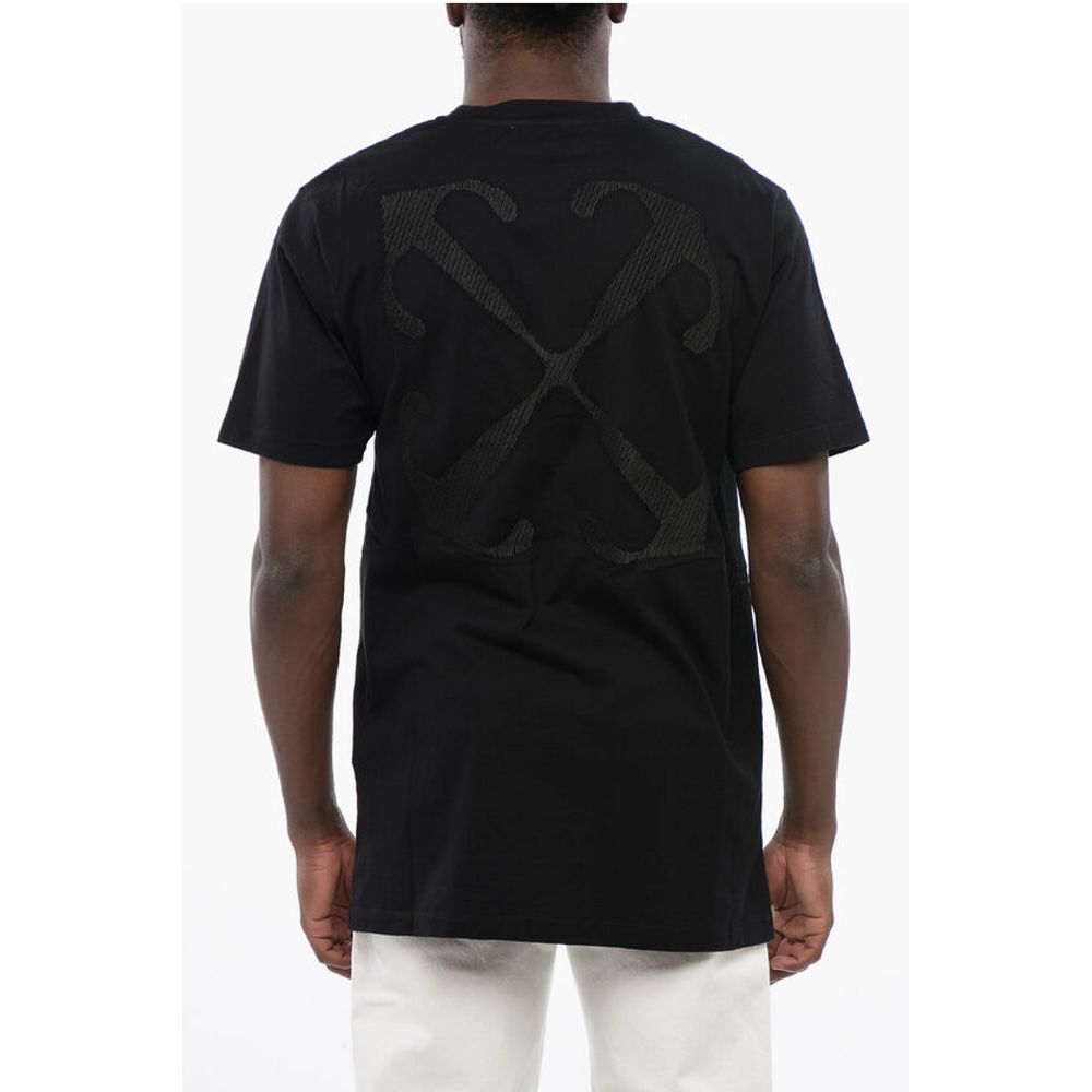 Off-White sort bomull ARROW t-skjorte med rund hals