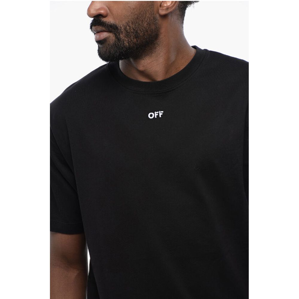 Off-White sort bomull ARROW t-skjorte med rund hals