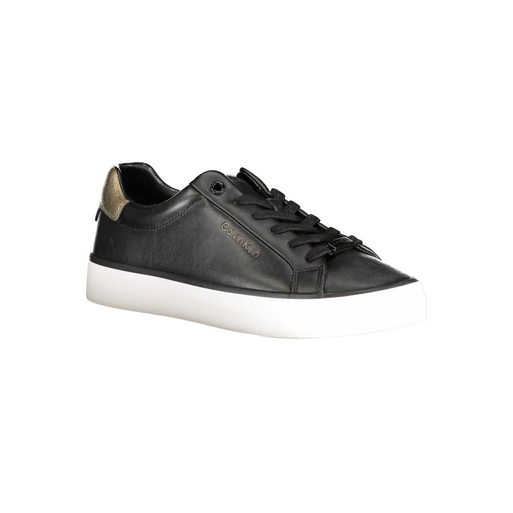 Calvin Klein svarte skinnsneaker til dame