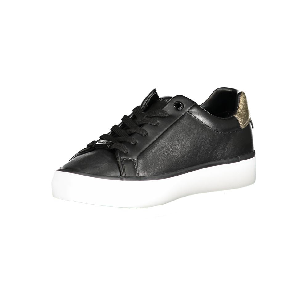 Calvin Klein svarte skinnsneaker til dame