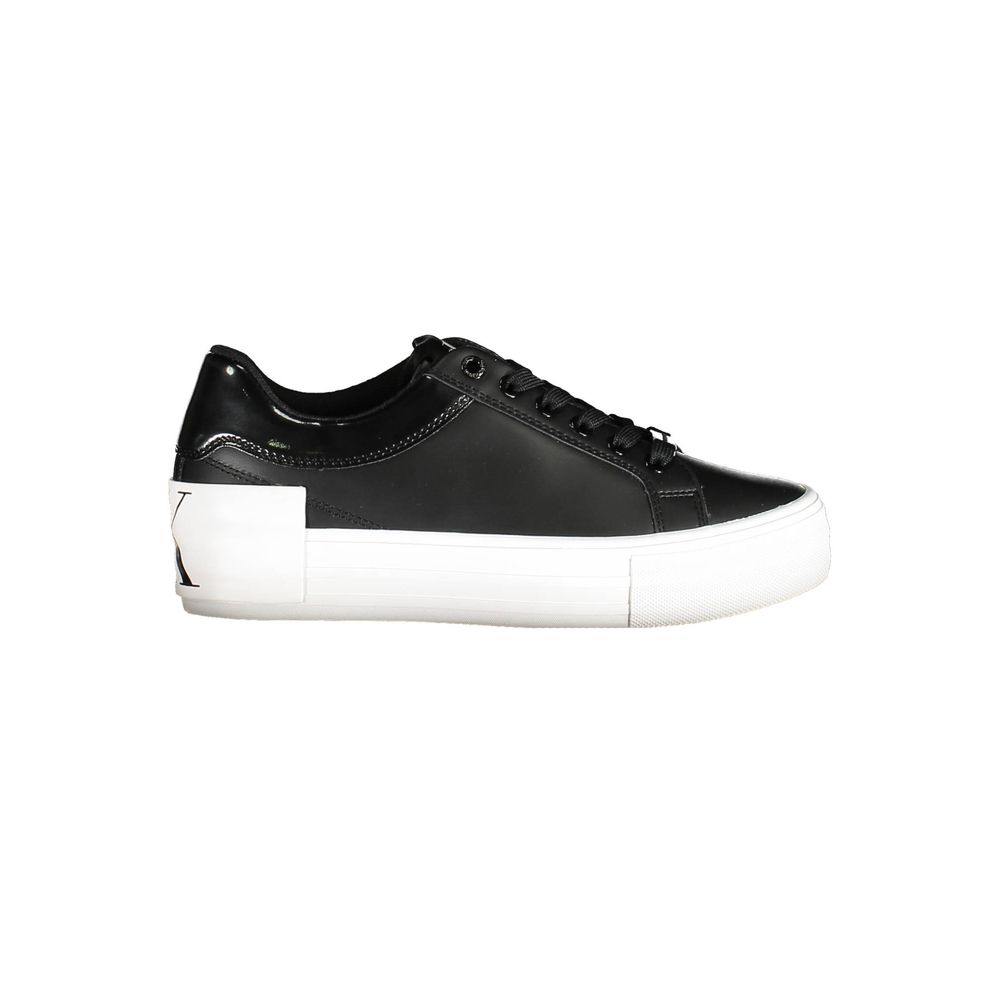 Calvin Klein svarte skinnsneaker til dame