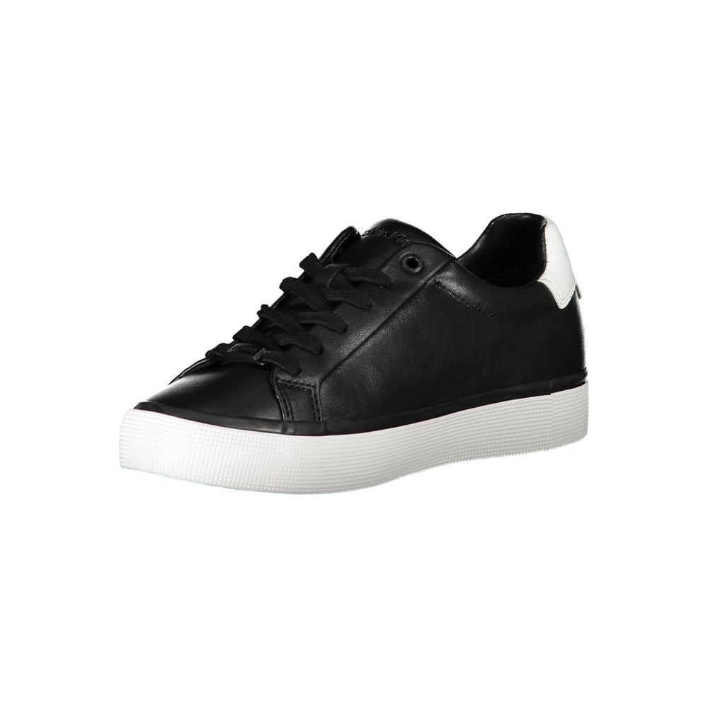 Calvin Klein svarte skinnsneaker til dame