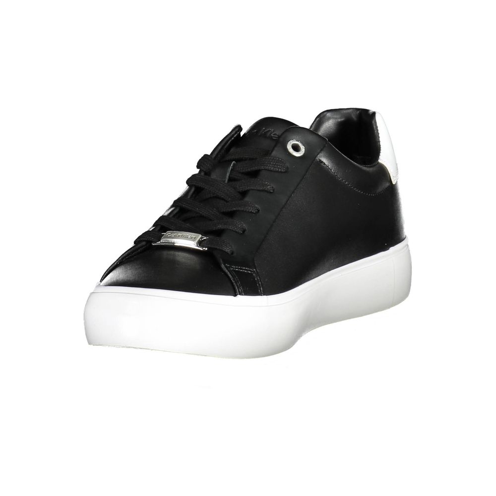 Calvin Klein svarte skinnsneaker til dame