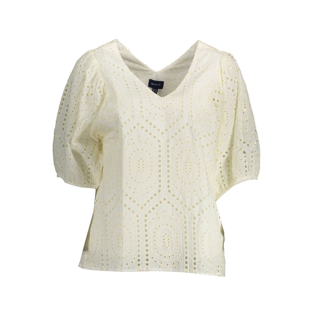 Gant Hvit Bomulls-T-skjorte for Dame