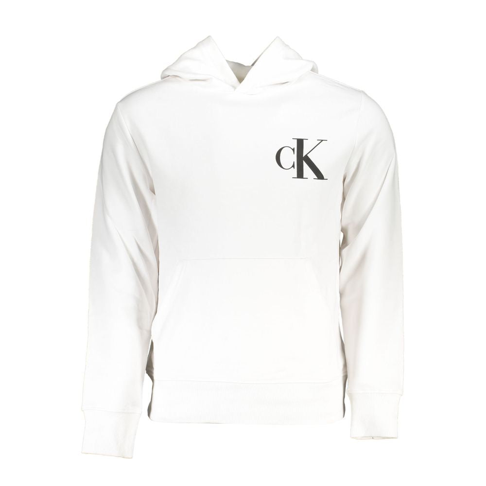 Calvin Klein hvit bomullsgenser med hette for menn