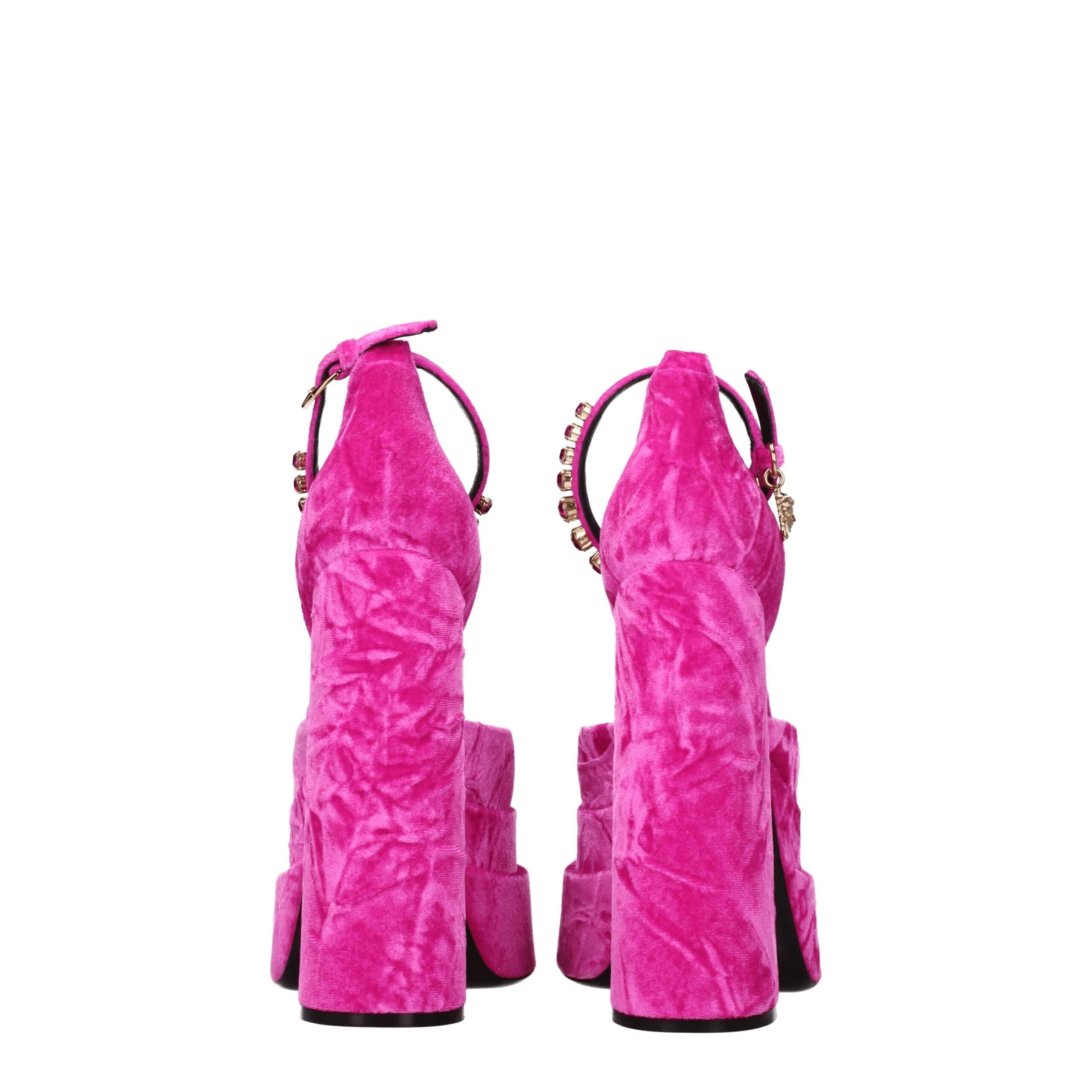 Versace rosa platåsandaler i fløyel