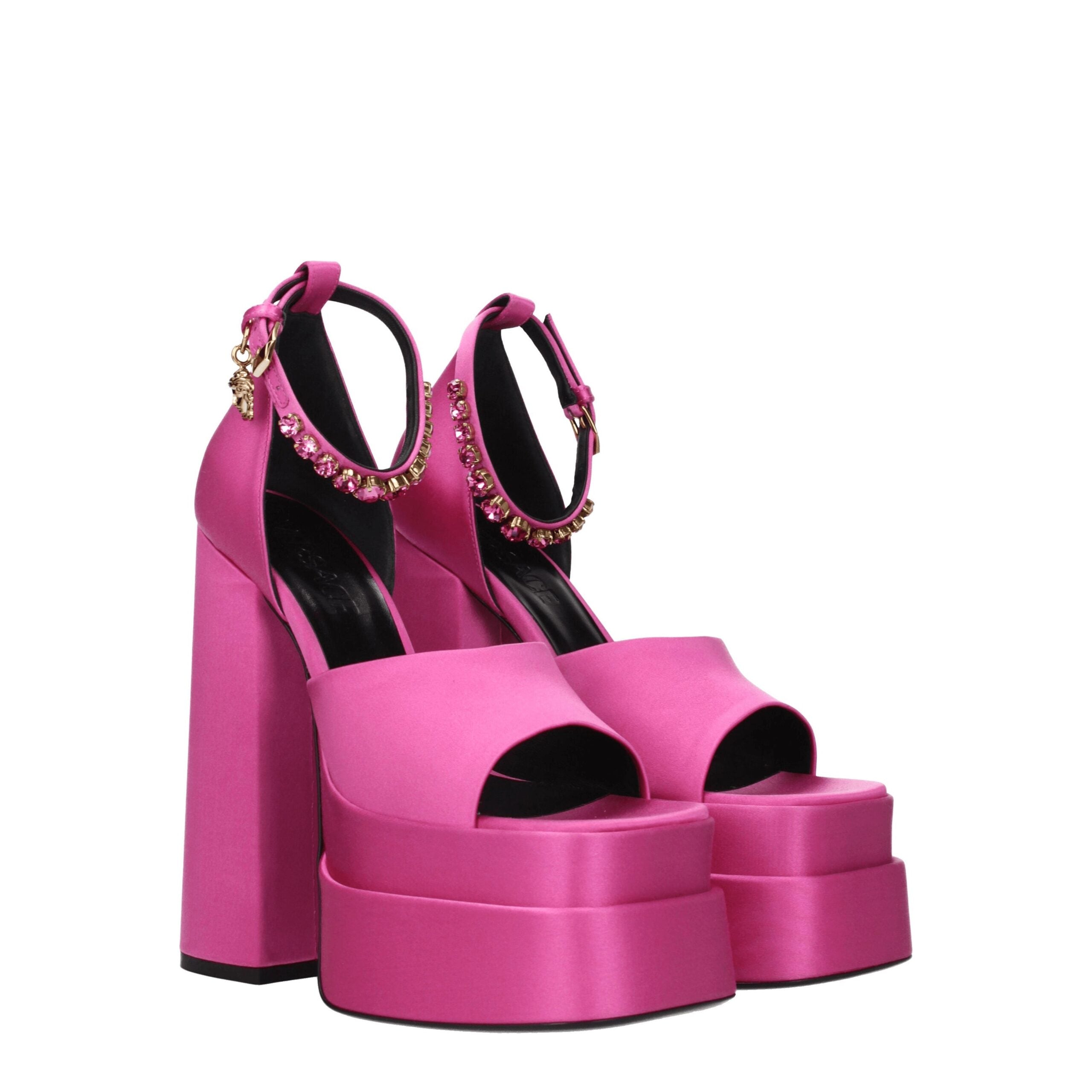 Versace rosa satengplatåsandaler