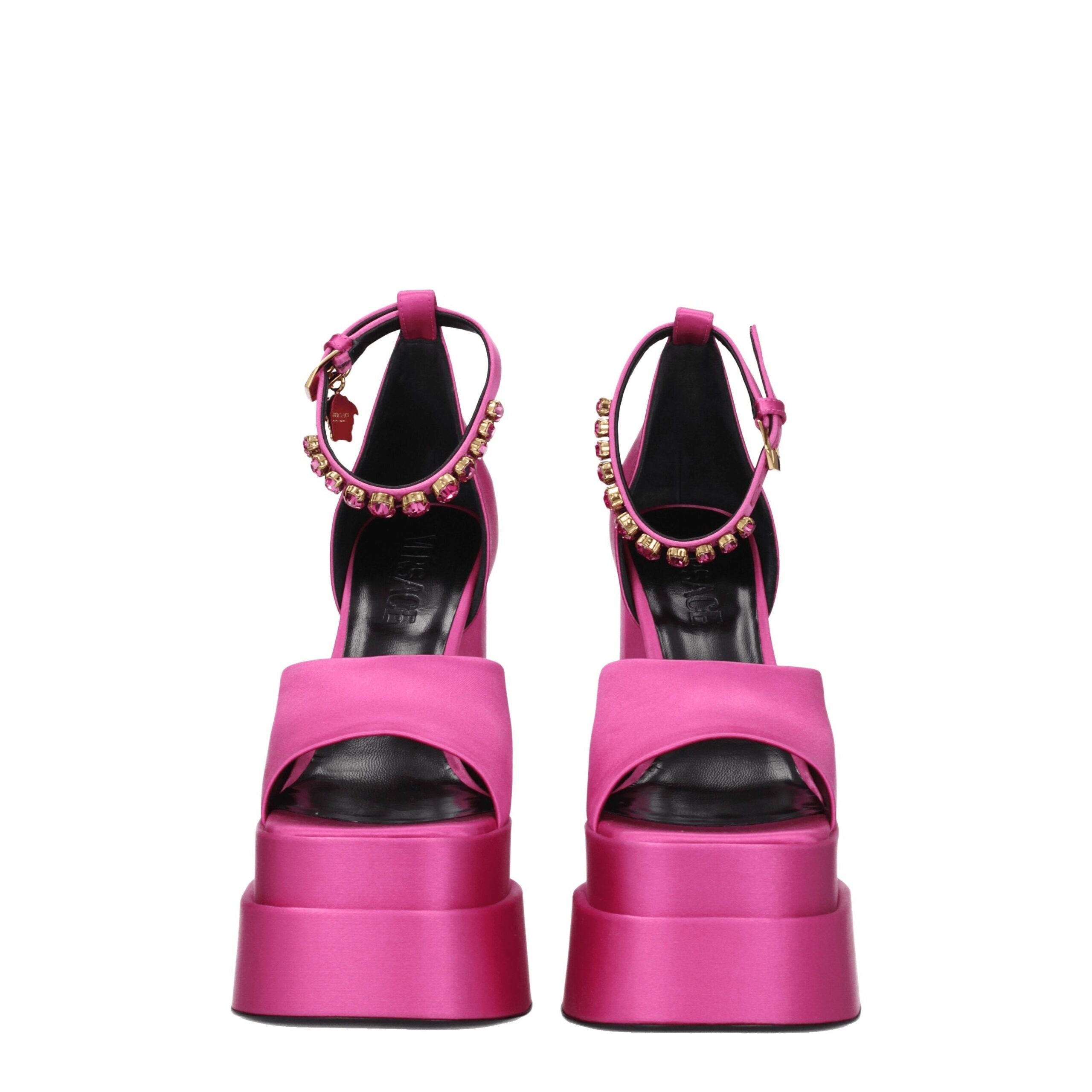 Versace rosa satengplatåsandaler
