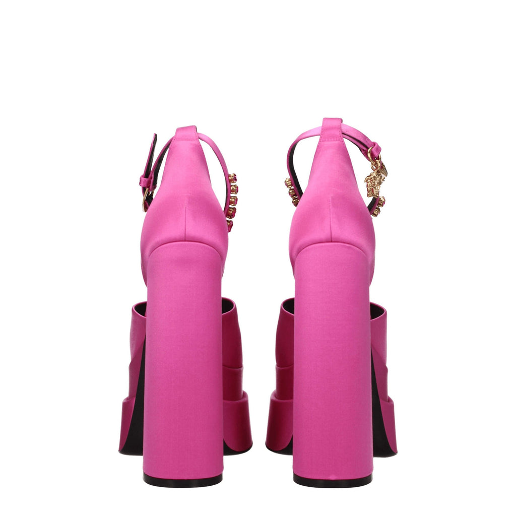 Versace rosa satengplatåsandaler