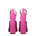Versace rosa satengplatåsandaler