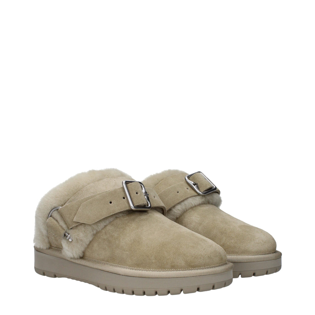 Burberry tøfler i grønt skinn