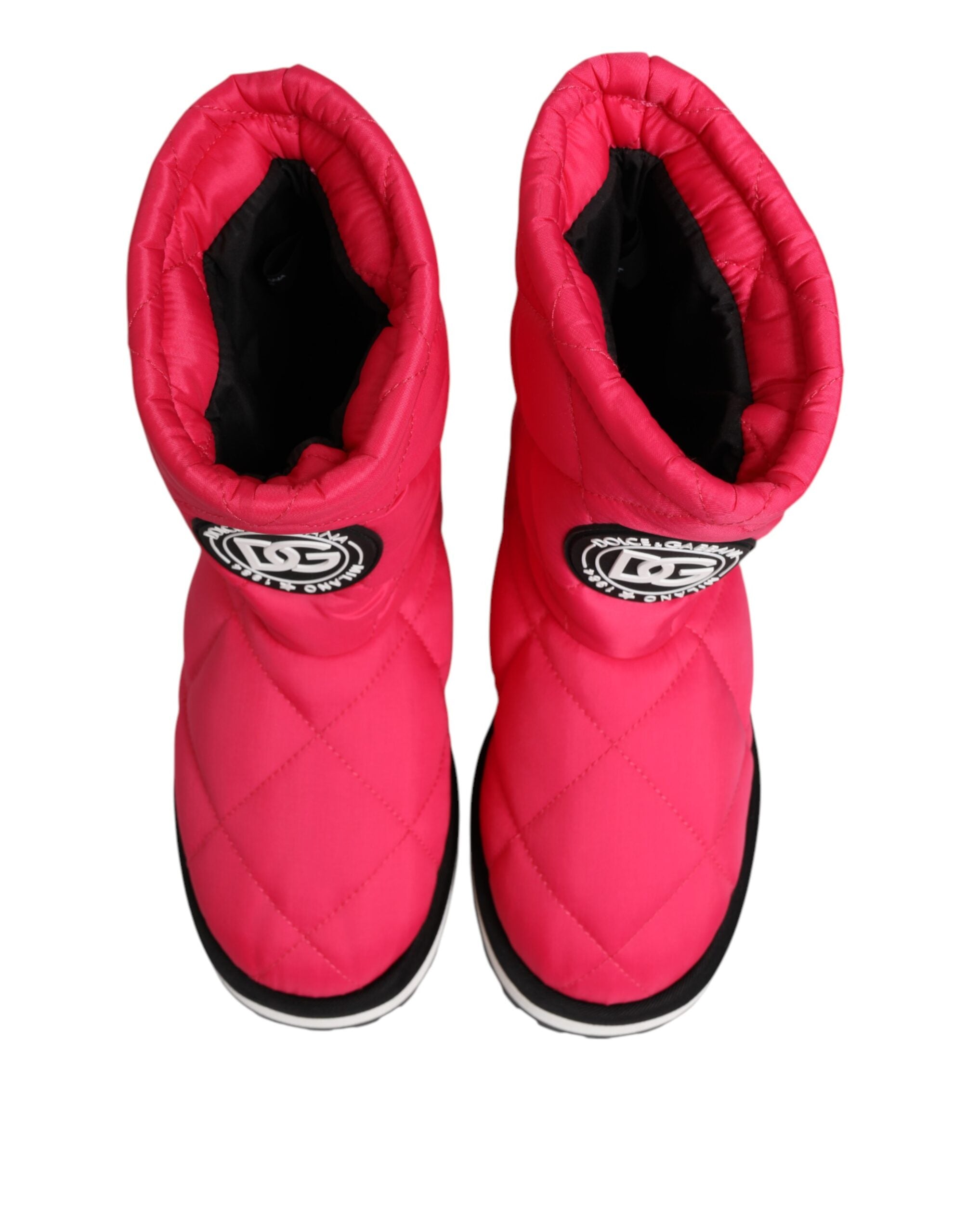 Dolce &amp; Gabbana Rosa Hvite Viskose Polstrede Mid Calf Støvletter Sko