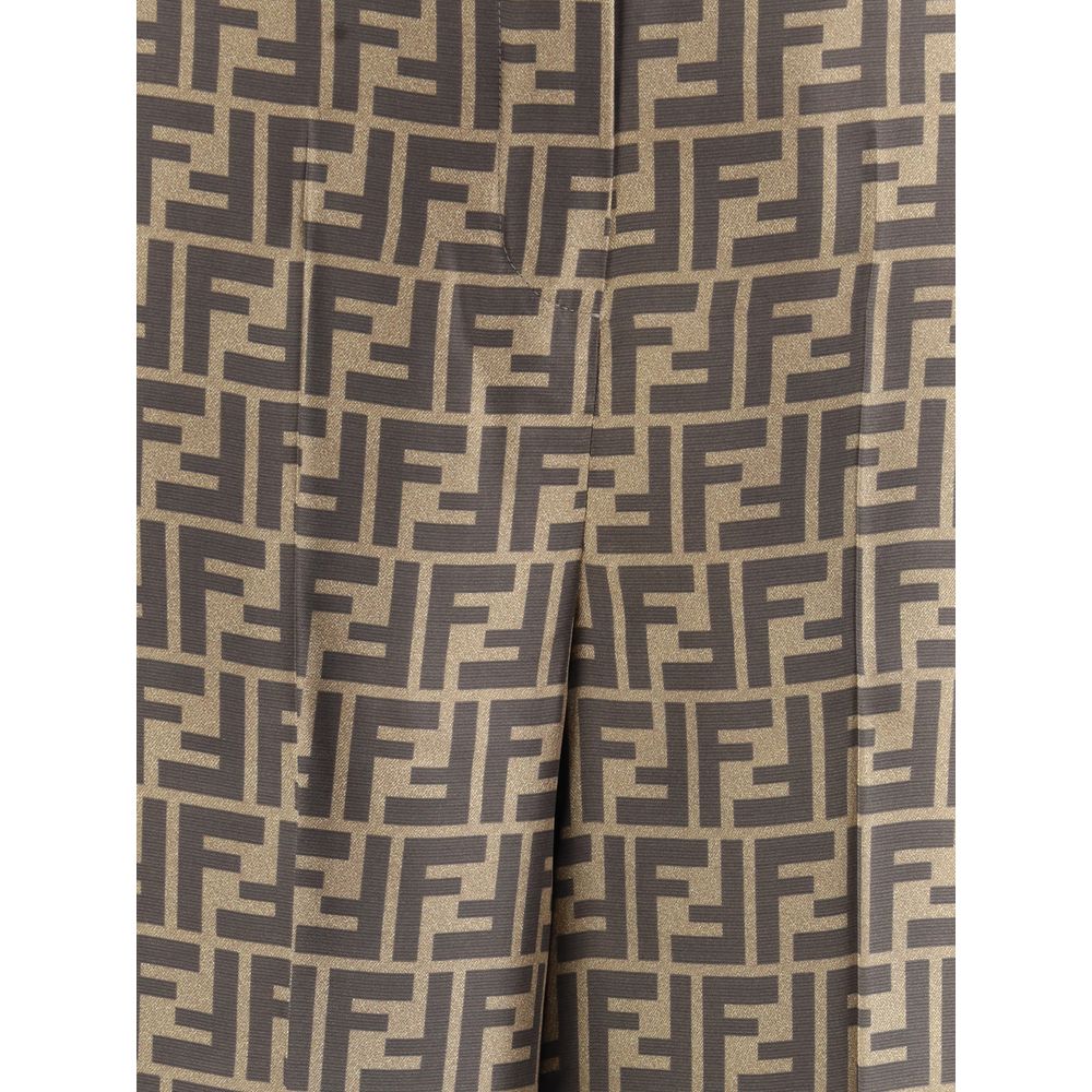 Fendi Brown Silk Casual Pants