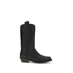 Ganni Black Recycled Leather Lace-Up Boots
