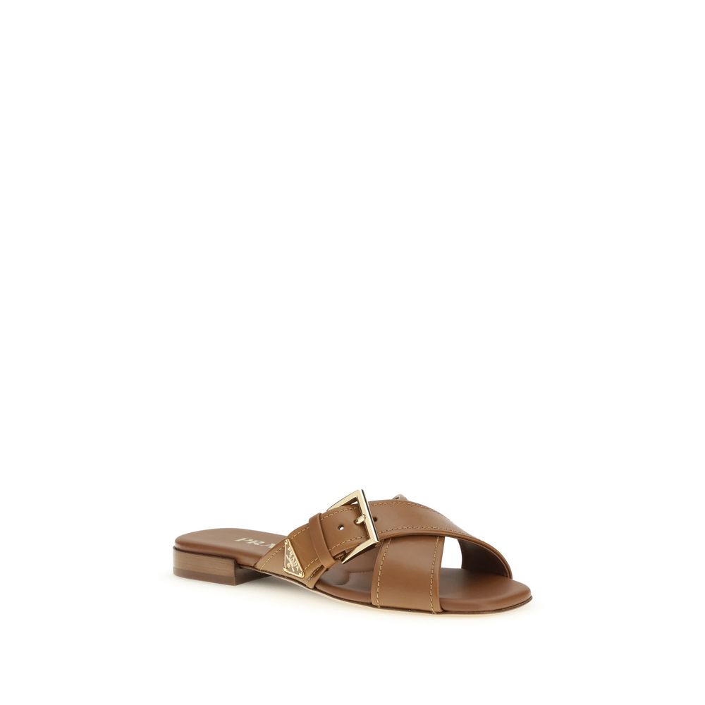 Prada Brune Kalveskinnsandaler Bos Taurus