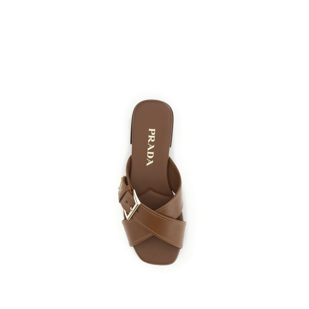 Prada Brune Kalveskinnsandaler Bos Taurus